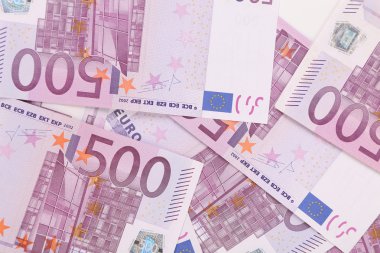 Five hundred euro banknotes. clipart