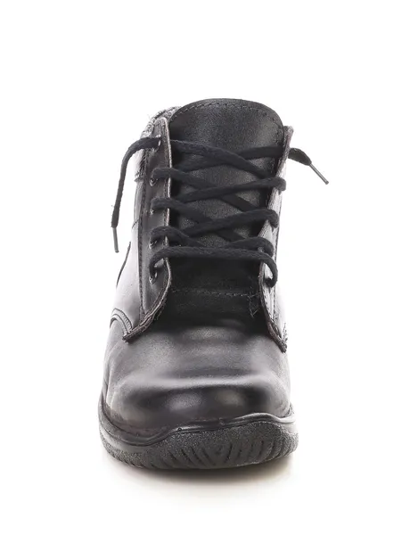 Leather winter black boot. — Stock Photo, Image