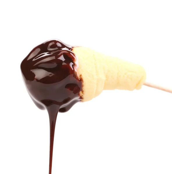 Marshmallow with chocolate dripping. — Stock Photo, Image