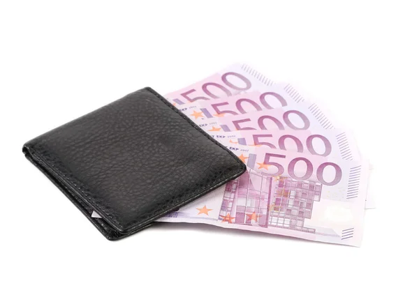 Quinientos euros en bolso . — Foto de Stock