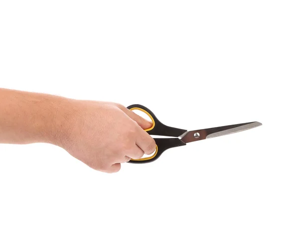 Male hand holding scissors. — Stock Photo, Image