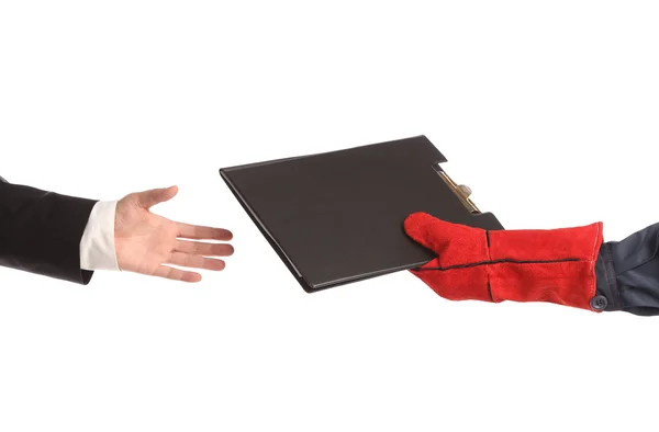 Two hands holding folder. — Stock Photo, Image