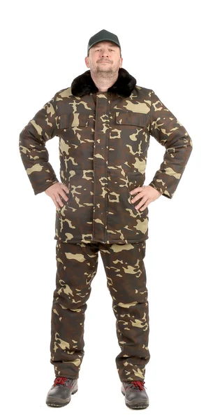 Hombre orgulloso en chaleco militar — Foto de Stock