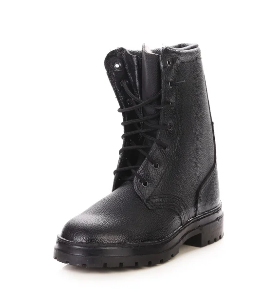 Leather winter black boot. — Stock Photo, Image