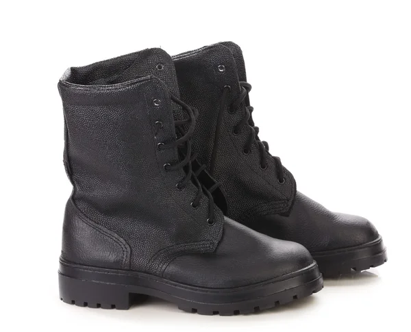 Leder Winter schwarze Stiefel. — Stockfoto