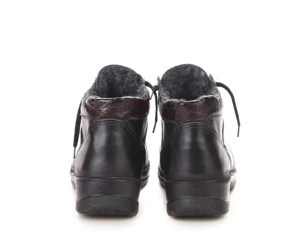 Coppia di stivali in pelle nera . — Foto Stock