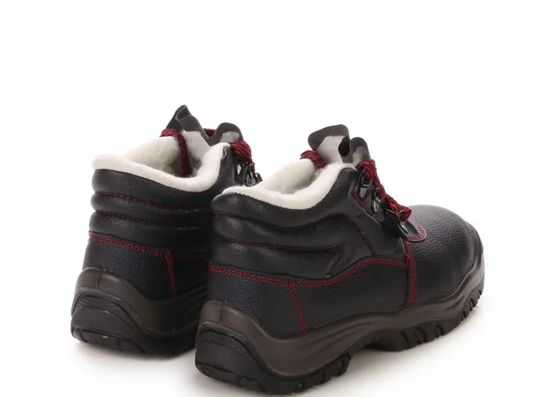 Black man's boots with red lace. — Stock Photo, Image