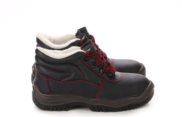Černé boty s červenými krajky. — Stock fotografie