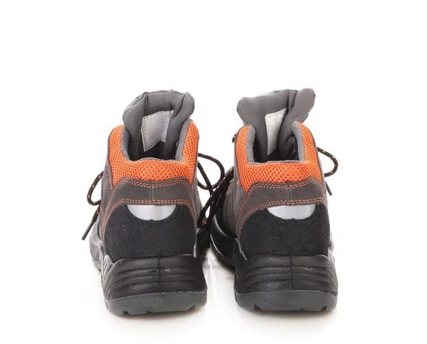 Botas de hombre negras con incrustación naranja . — Foto de Stock