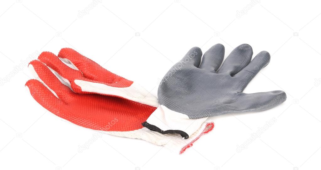 Two rubber gloves red and gray.