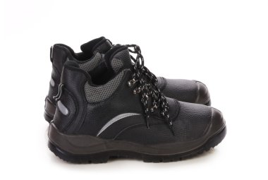 Man's boots gri çubuğu ile siyah.