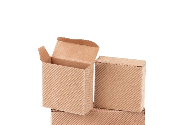 Stack of brown gift boxes. — Stock Photo, Image