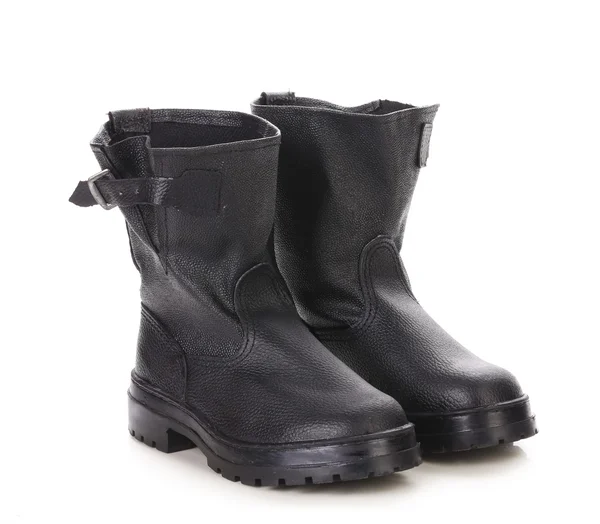 Black kersey pair of boots close up. — Stock Photo, Image