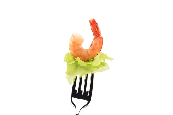 Shrimp on fork. — Stock Photo, Image