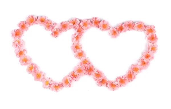 Rosa blommor i form av hjärta. — Stockfoto