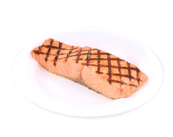 Fried salmon fillet on plate. — Stock Photo, Image