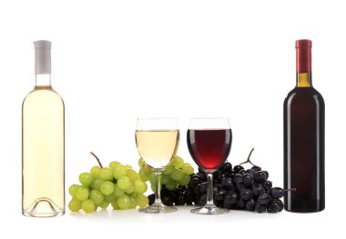 Şarap şişesi ve cam.