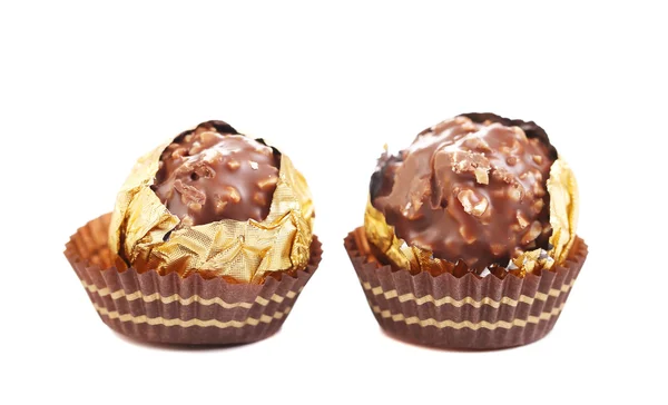 Chocolate gold bonbon — Stock Photo, Image