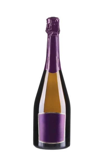 Bottle of champagne with violet top — Stock Photo, Image