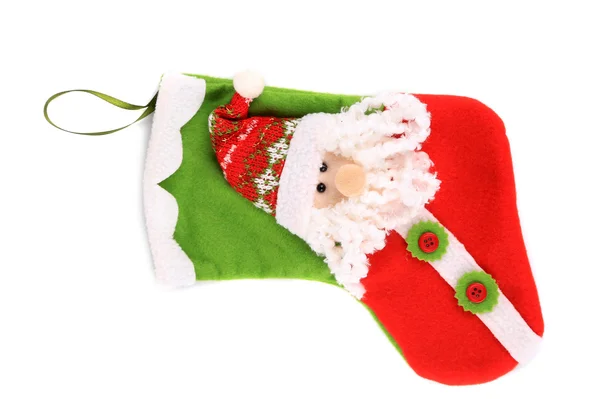 Decorative Christmas sock with Santa — Stock Photo, Image