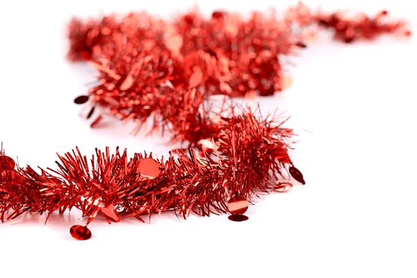 Rotes Lametta zu Weihnachten — Stockfoto
