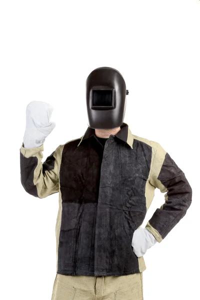 Confident welder in the mask — Stock Photo, Image