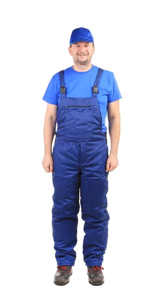 Worker in blue overalls — Stock Photo, Image