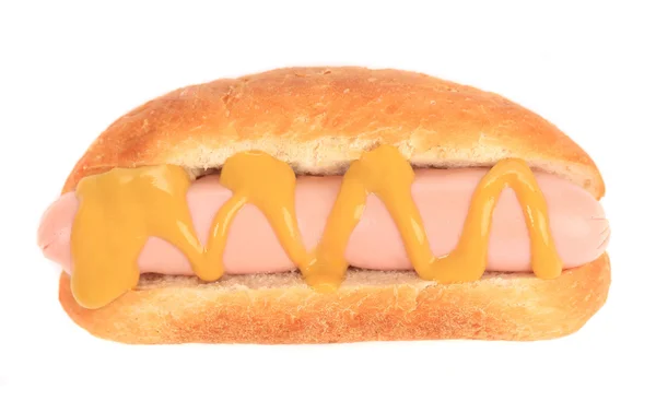 Hotdog mit Senf — Stockfoto