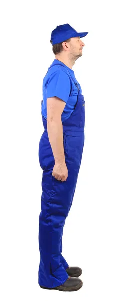 蓝色工作服的工人 — 图库照片