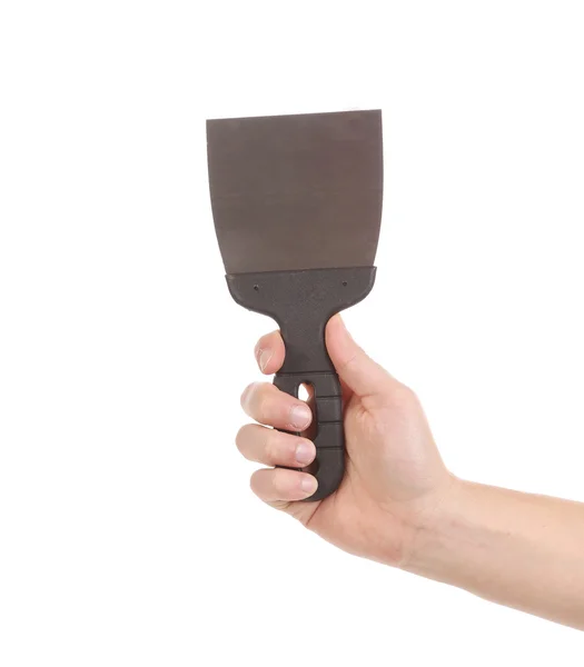 Hand holds construction spatula — Stock Photo, Image