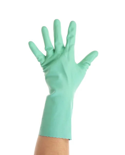 Hand in blue glove — Stock Photo, Image