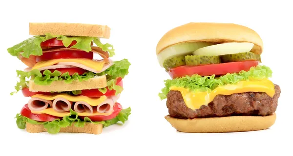 Sendvič a hamburger — Stock fotografie