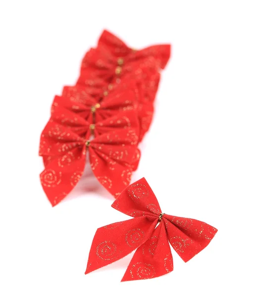 Festive red bow made of ribbon — Stock Photo, Image