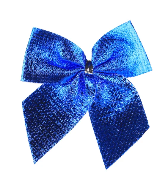 Blue bow made of ribbon — Stock Photo, Image
