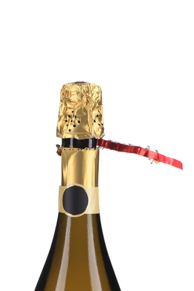 Champagne fles met bovenste folie — Stockfoto