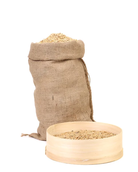 小麦籽粒在袋子里 — 图库照片