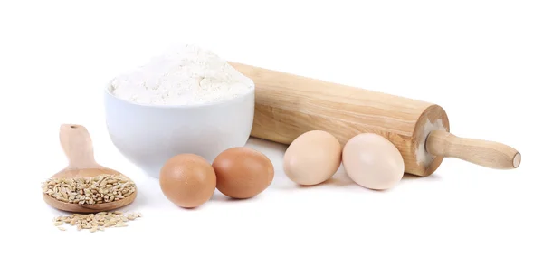 Composition of flour and eggs — Stock Photo, Image