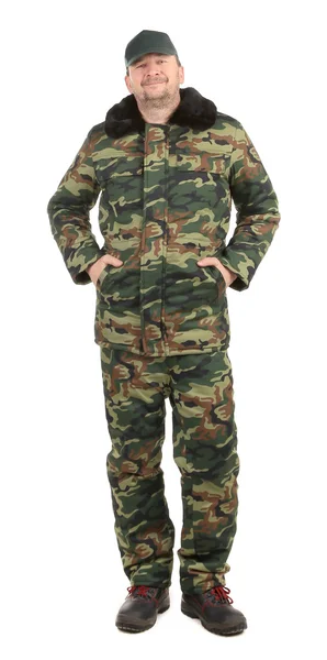 Hrdý muž ve vojenské vesty — Stock fotografie
