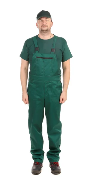 Worker in green overalls — Stock Photo, Image