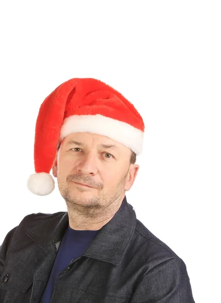 Gros plan de l'homme dans le chapeau du Père Noël . — Photo