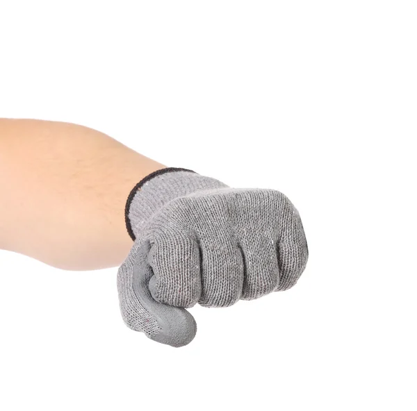 Male worker hand glove clenching fist — Stock Photo, Image