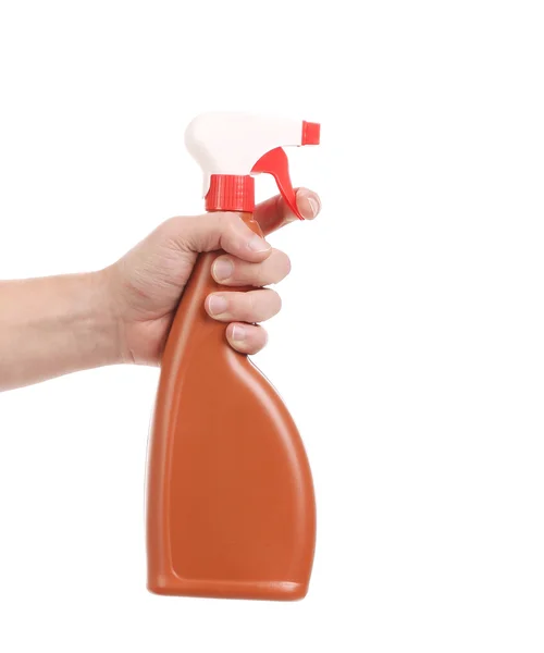 Bottiglia spray tenuta in mano — Foto Stock