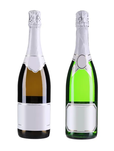 Green bottles of champagne — Stock Photo, Image