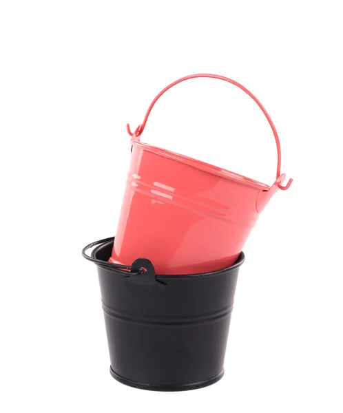 Red and black bucket in stack — Stock Photo, Image