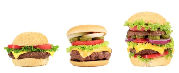 Tři chutný hamburgery — Stock fotografie