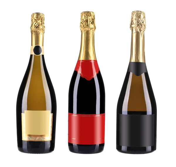 Красное шампанское и белое в бутылках — стоковое фото