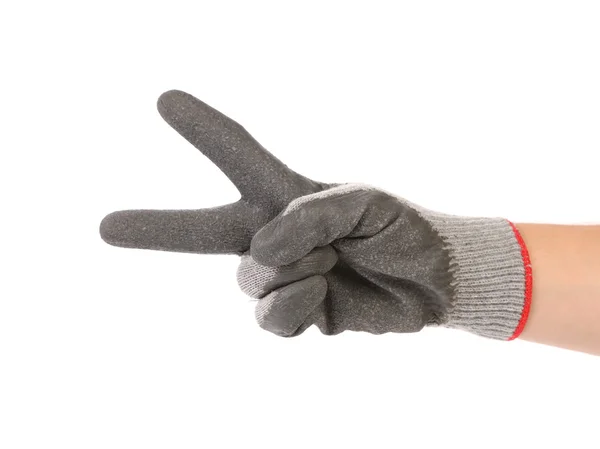 Main montre deux en gant de caoutchouc — Photo
