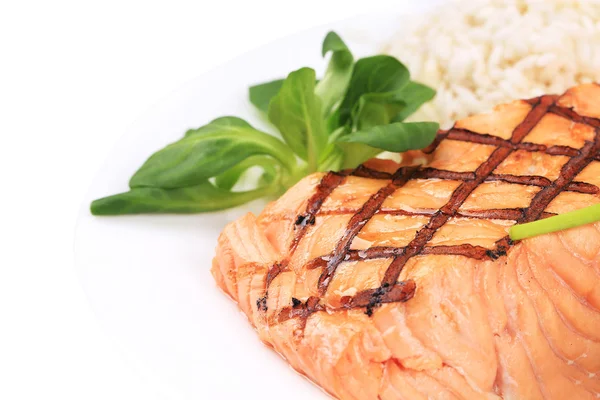 Salmón con arroz — Foto de Stock