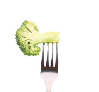çatal üzerinde taze brokoli