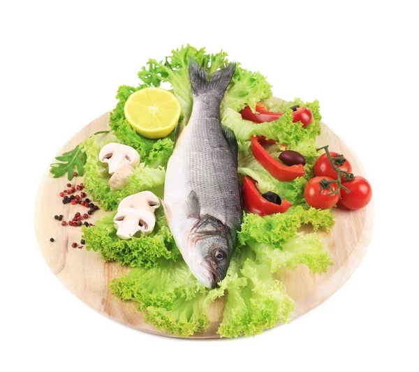 Seabass with lettuce — Stock Photo, Image